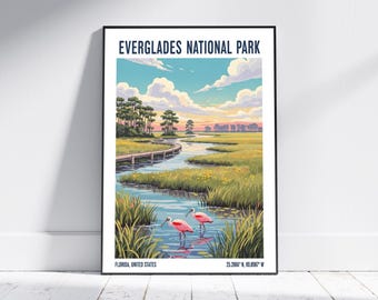 Everglades National Park Florida Travel Art Print – Vintage Sunshine State Poster, Retro Wall Art for Home Decor, Modern Artwork Gift