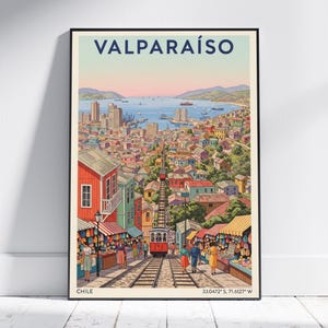 Valparaíso Chile Travel Poster – Vintage Chile Wall Art Print, Retro Coastal Home Decor, Modern Artwork for Living Room or Office