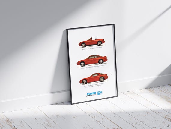 Mazda MX-5 MX-6 RX-7 Vintage Advert Retro Classic Art Print