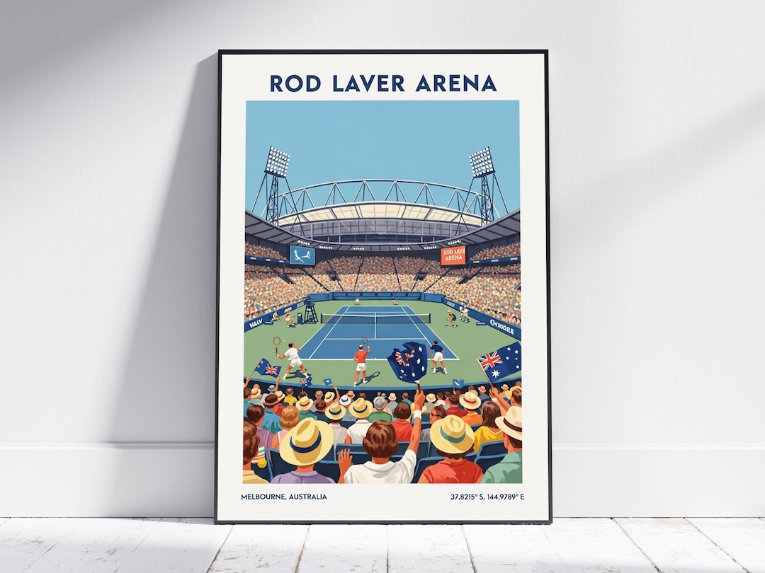 Rod Laver Arena Tennis Poster – Vintage Melbourne Travel Wall Art
