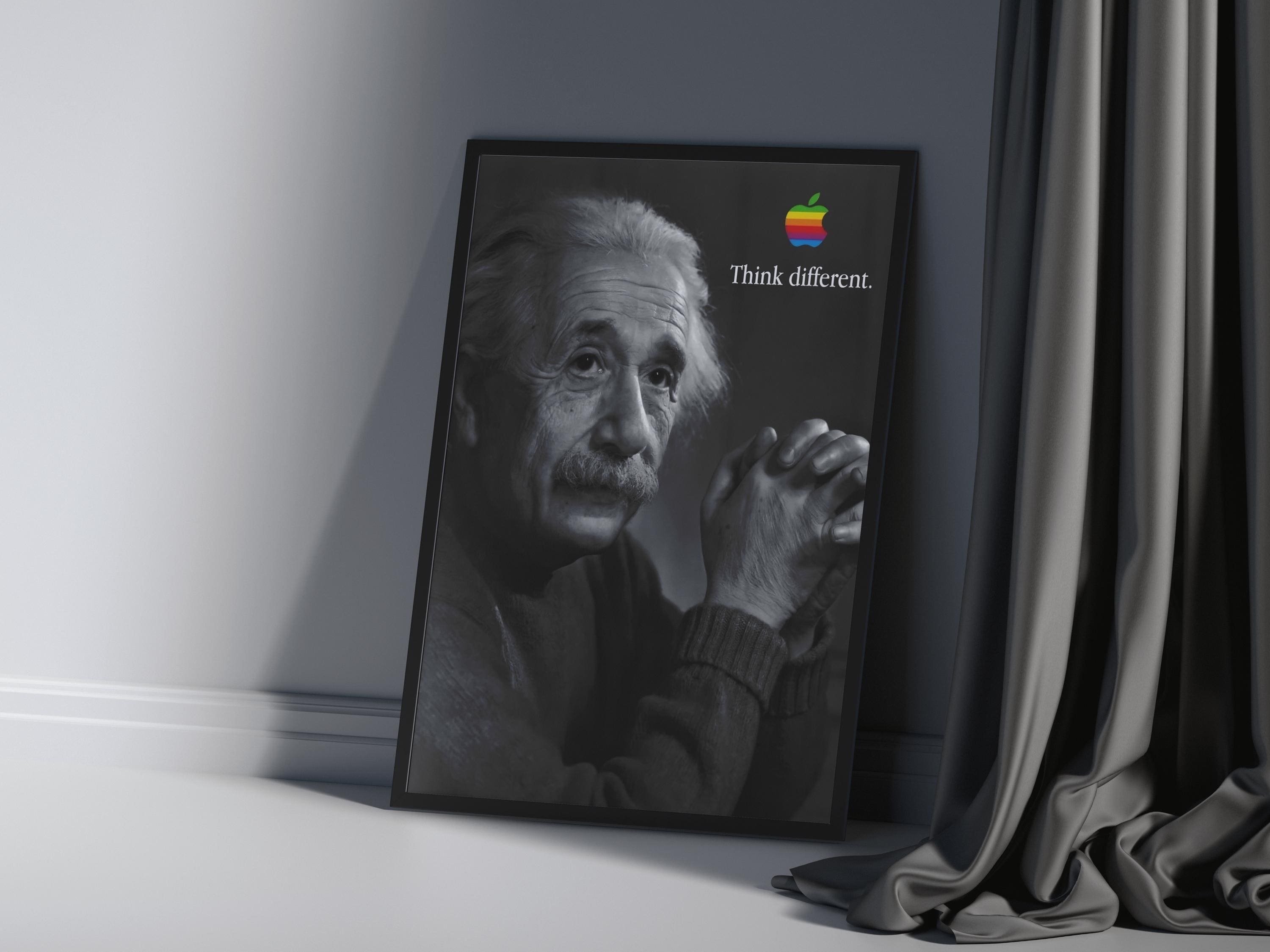 Apple Albert Einstein Vintage Poster Retro Tech Advert Art Print