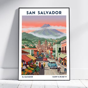 San Salvador El Salvador Travel Print – Vintage El Salvador Poster, Retro Wall Art for Home or Office Decor, Modern Artwork Gift