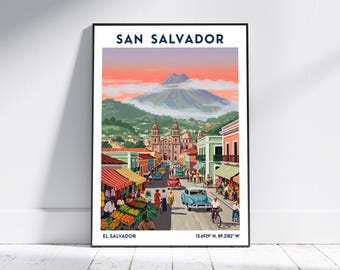 San Salvador El Salvador Travel Print – Vintage El Salvador Poster, Retro Wall Art for Home or Office Decor, Modern Artwork Gift