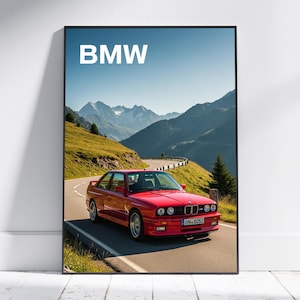 BMW M3 E30 Car Art Print, Vintage Car Poster, Automotive Art Print, Living Room, Office, and Garage Art, Perfect Gift for Car Enthusiasts