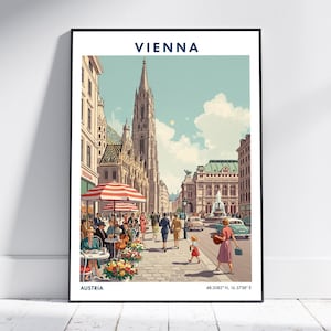 Vienna Travel Poster – Vintage Art Print, Retro Wall Decor for Home, Modern Austria Artwork, Gift for Art Lovers