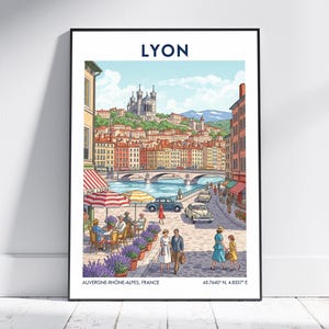 Lyon Travel France Poster – Vintage French Art Print, Retro Wall Art for Home Decor, Modern Lyon Artwork Gift