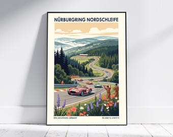 Nürburgring Nordschleife Travel Poster – Vintage Racing Art Print, Retro Wall Decor for Home or Office, Car Enthusiast Gift