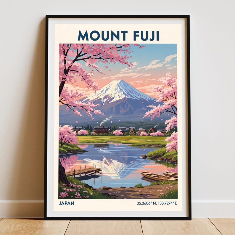 Mount Fuji Japan Travel Art Print – Vintage Japan Poster, Modern Wall ...
