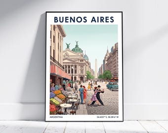 Buenos Aires Travel Poster – Vintage Argentina Wall Art Print, Retro Home Decor for Living Room or Office, Modern Art Gift