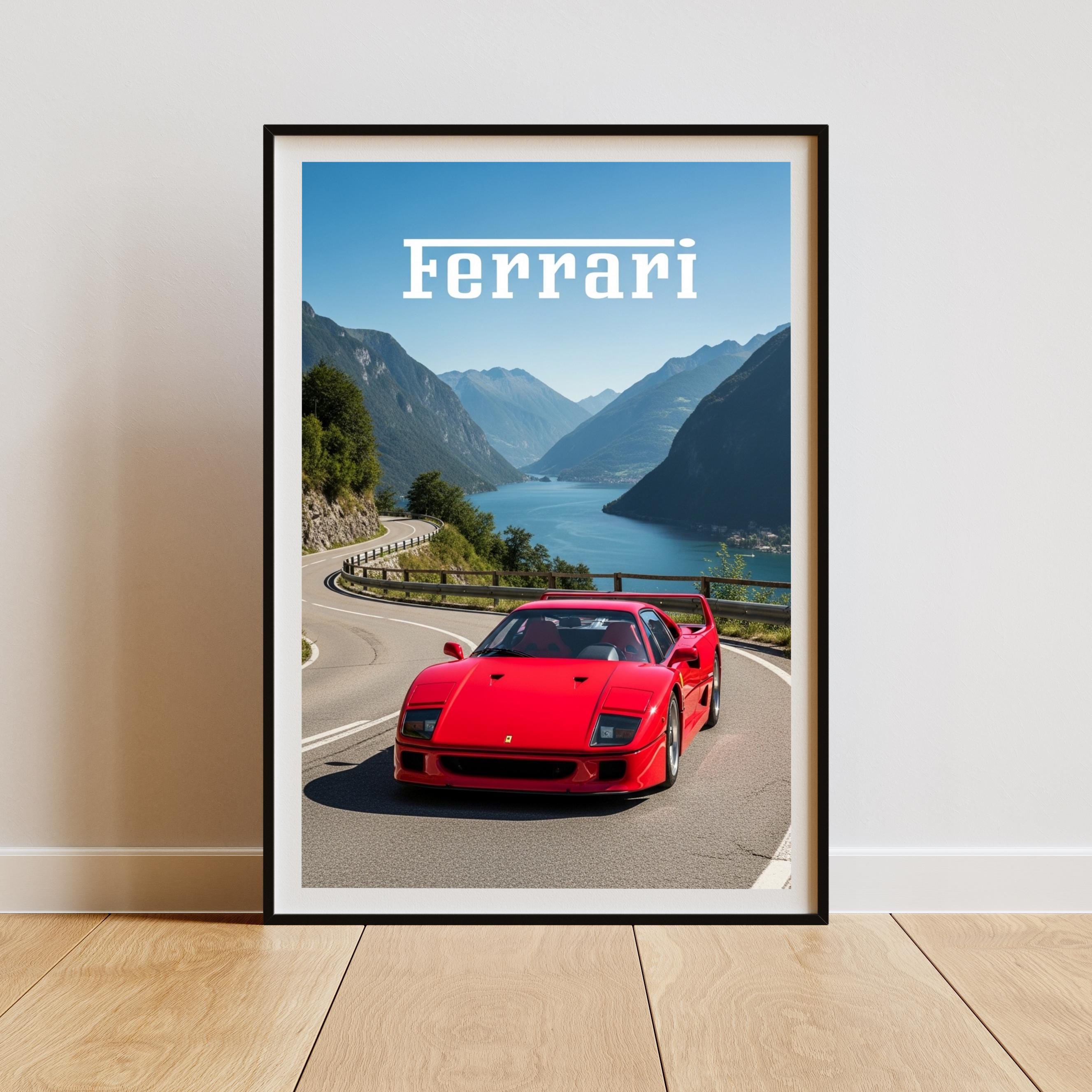 Ferrari F40 Poster Art Print, Automotive Car Poster, Vintage Car 