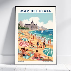 Mar del Plata Argentina  Travel Art Print – Vintage Argentina Poster, Retro Wall Decor for Home or Office, Modern Artwork Gift