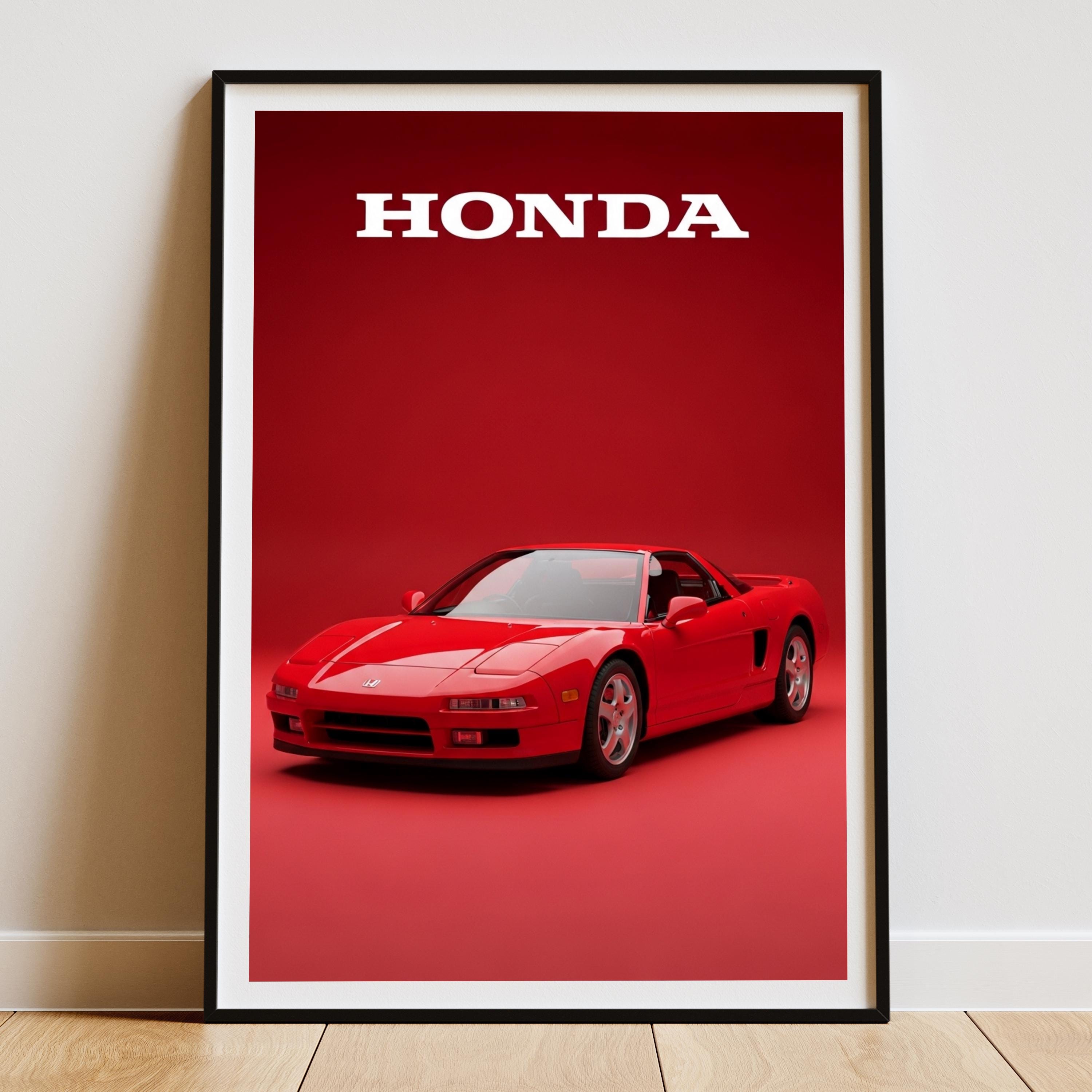 Honda NSX Poster – JDM Formula Red Car Art | Retro Automotive
