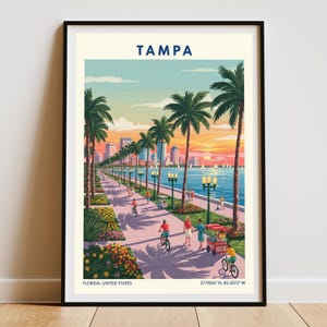 Tampa Flordia USA Travel Poster – Vintage Florida Wall Art Print, Retro Skyline Home Decor for Living Room or Office image 6