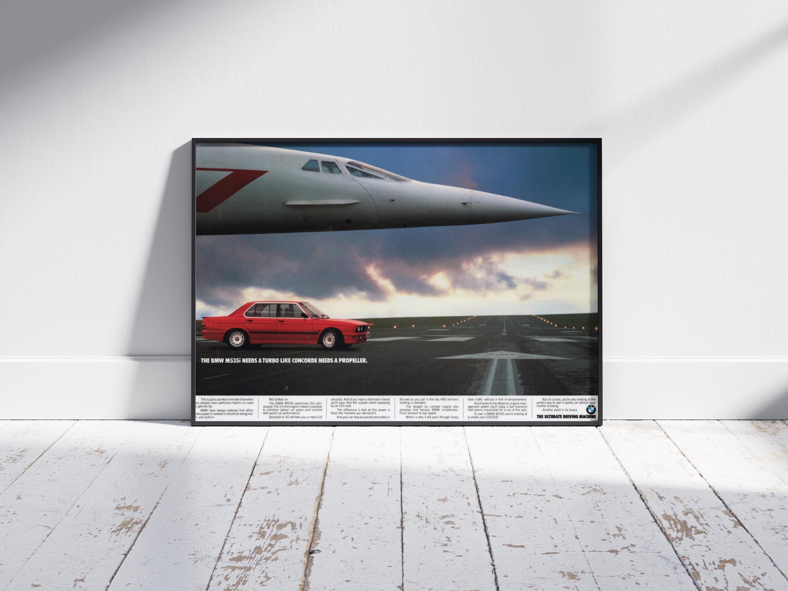 BMW M5 Poster Magazine Advert Authentic Vintage Retro Classic Art Print, Perfect for Home or Office Decor, Gift for Men, Gifts for Dad.