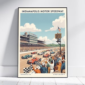 Indianapolis Motor Speedway INDY500 Racing Art Print – Vintage Racing Poster, Retro Wall Art for Home Decor, Living Room or Office Gift