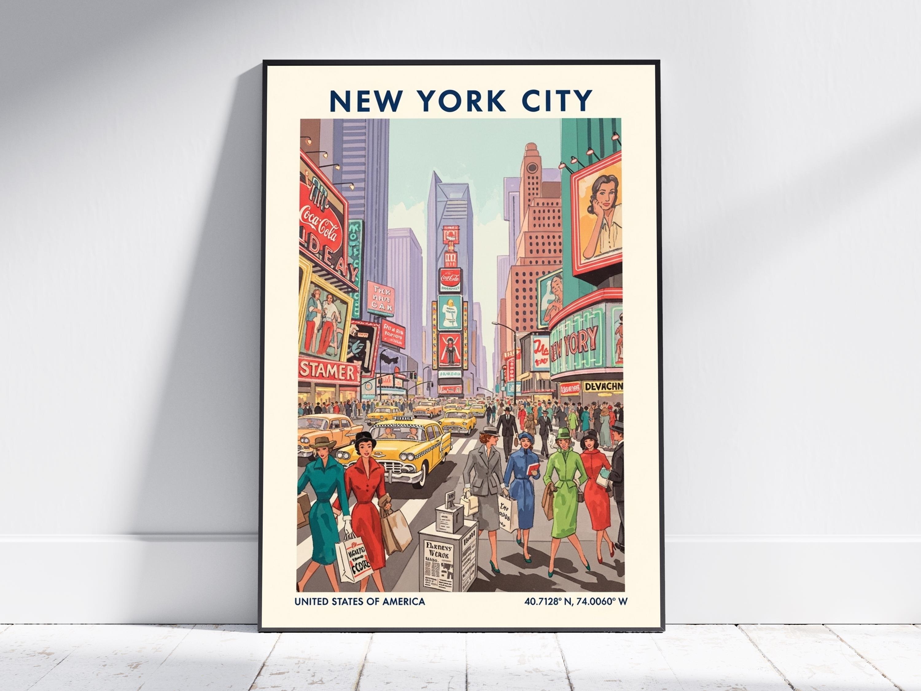 Toile Imprimée New York Vintage – Décoration Murale Voyage 30x45 Cm Pour Salon, Bureau Ou Chambre