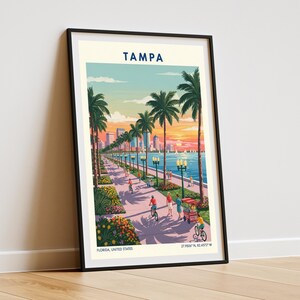 Tampa Flordia USA Travel Poster – Vintage Florida Wall Art Print, Retro Skyline Home Decor for Living Room or Office image 7