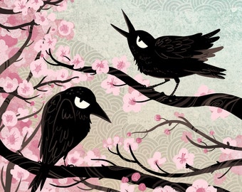 Spring Crows 12x18 art poster