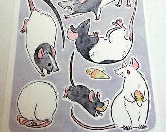 Cute Rat Sticker Sheet