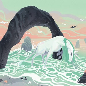 Unicorn of the Seafoam 12x8 inch art print