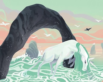 Unicorn of the Seafoam 18x12 inch art poster print