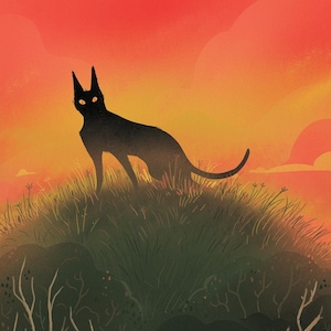 Beast of Bodmin black cat urban legend 8x12 art print