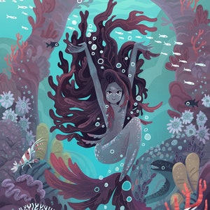 Cerulean Reef 8x12 inch mermaid art print