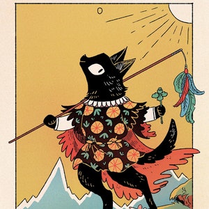 The Black Cat Fool Tarot Hommage 12x18 Kunstplakat Druck