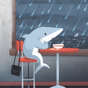 Shark Cafe 5x7 in art print