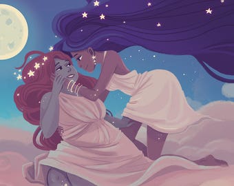 Celestial Lovers Moon Girls 8x12 print