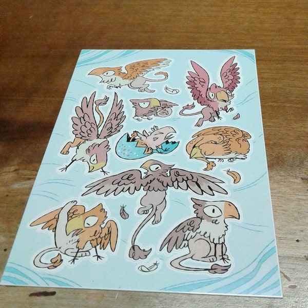 Goofy Gryphons and Griffins kiss cut Sticker Sheet