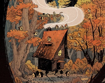 Baba Yaga's Hut and Chicks 8x10 inch art print