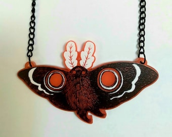 Mothman Guardian translucent red acrylic charm necklace