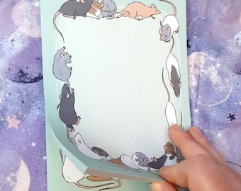 Cute Rats printed memo pad 5x7 inches
