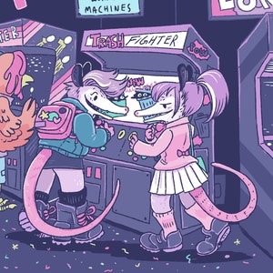 Mall Rats Series opossum arcade 8x10 art print