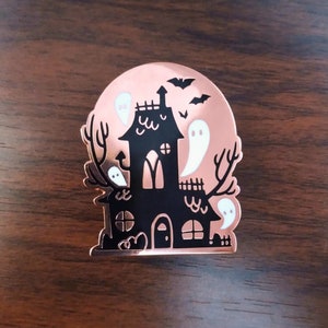 Harvest Moon copper variant Haunted House hard enamel pin