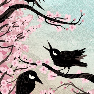 Spring Crows 5x7 mini art print