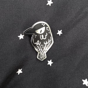 Furious Crow cute black bird hard enamel pin