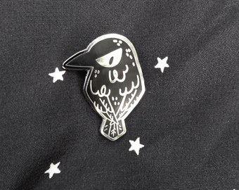 Furious Crow cute black bird hard enamel pin