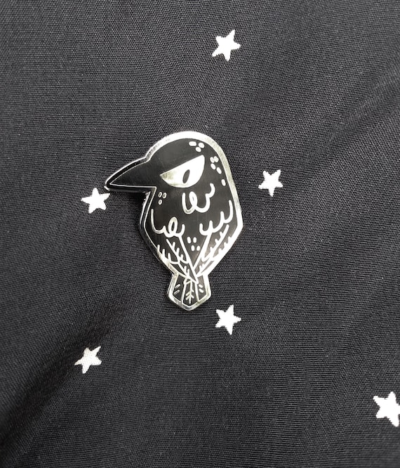 Furious Crow cute black bird hard enamel pin