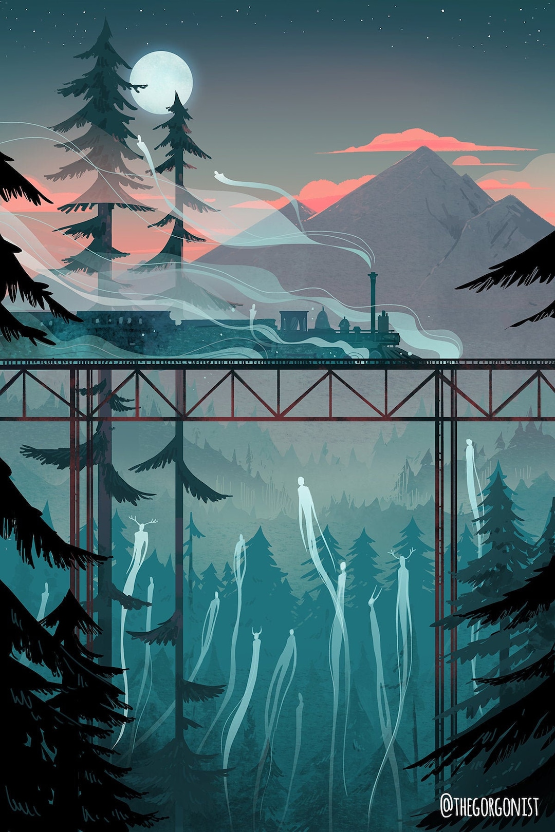 Ghost Train Haunted Wilderness 8x12 Art Print - Etsy