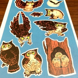 Great Horned Owl 4x6 inch kiss cut Sticker Sheet