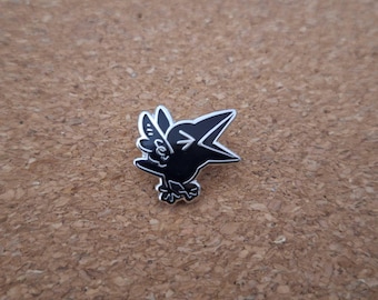 Baby Crow cawing grumpy raven enamel pin