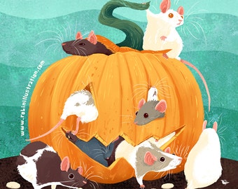 Rat-O-Ween 8x8 art print