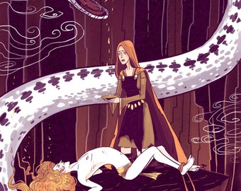 Sigyn and Loki 12x18 inch original mythology poster