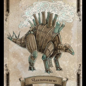 Steamosaurus 8x10 steampunk dinosaur art print