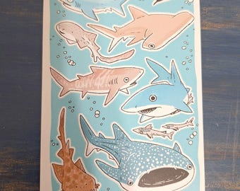 Cute sharks kiss-cut vinyl Sticker Sheet