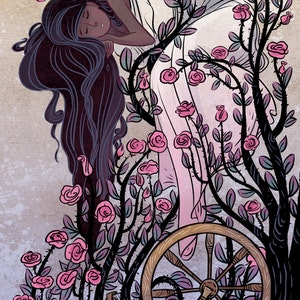 Briar Rose fairy tale illustration 8x12
