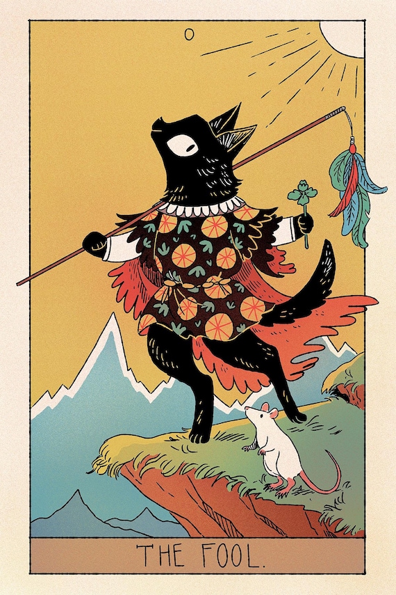 黒猫の愚者タロットオマージュ 8x12 アートプリント - Etsy 日本