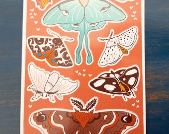 Pretty Moths kiss cut 4x6 inch sticker sheet